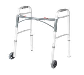 Deluxe 2-Button Folding Walker with Wheels