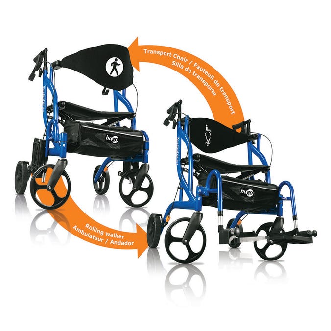 Hugo Navigator Side-Folding Rolling Walker and Transport Chair