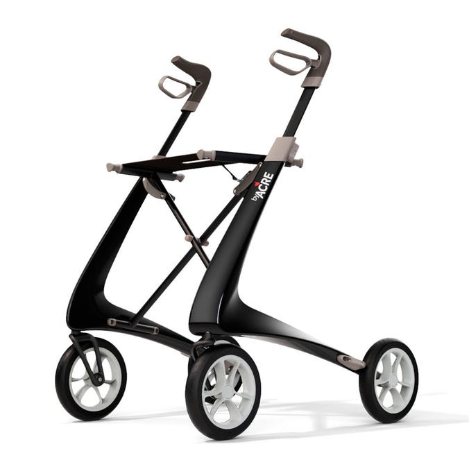 Carbon Ultralight Rollator - Carbon Black - Regular Size (seat width 16.5") - Open Box