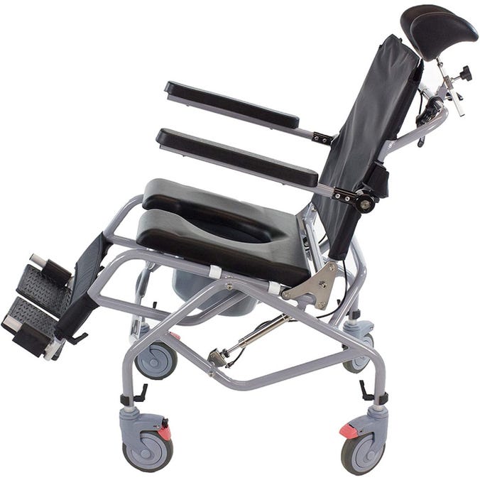 Professional Tilt In Space Reclining Shower Commode Chair Padded