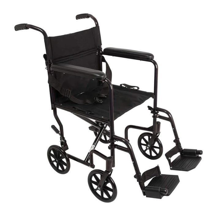 Lightweight Folding Transport Wheelchair - 19” Seat