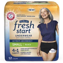 Medline FitRight Fresh Start Incontinence Underwear - Black, Small, 12 count