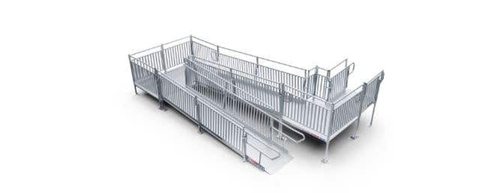 Metal Wheelchair Ramp with Multiple Levels and Railings