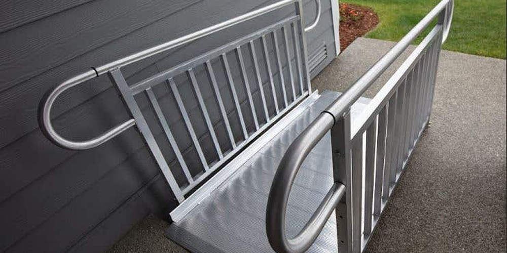 Metal Wheelchair Ramp with Handrails